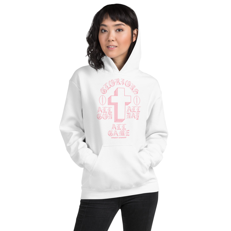 ALL GOD ALL DAY ALL GAME WOMEN'S FOOTBALL DRIP GRAPHIC PRINT HOODIE SWEATSHIRT