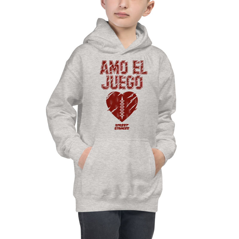 AMO EL JUEGO KIDS' FOOTBALL DRIP GRAPHIC PRINT HOODIE SWEATSHIRT