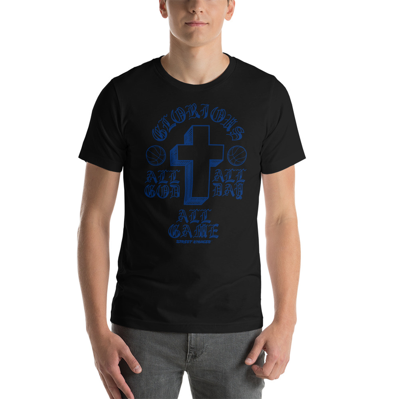 ALL GOD ALL DAY ALL GAME MEN'S BASKETBALL DRIP GRAPHIC PRINT T-SHIRT