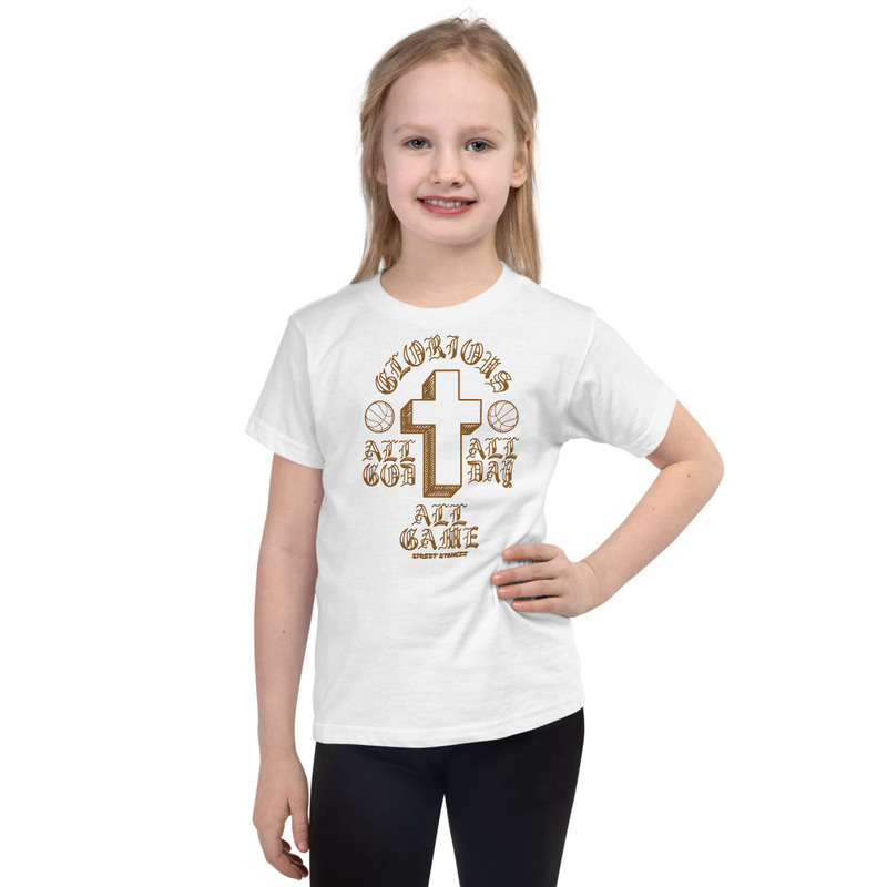 ALL GOD ALL DAY ALL GAME GIRLS BASKETBALL DRIP GRAPHIC PRINT T-SHIRT