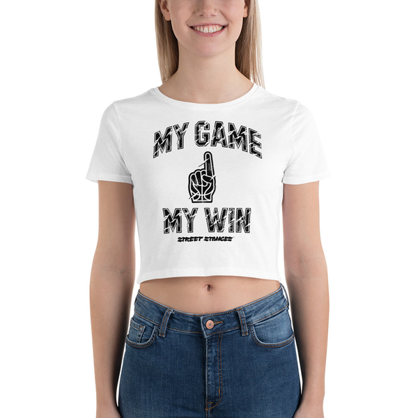 MY GAME, MY WIN WOMEN'S BASKETBALL DRIP GRAPHIC PRINT CROP T- SHIRT