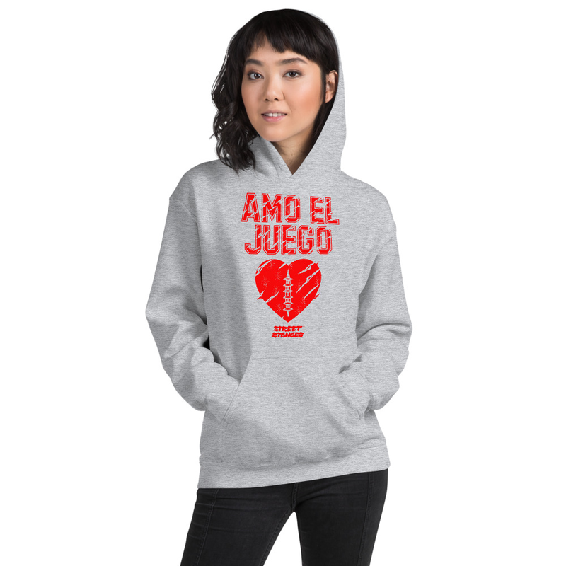 AMO EL JUEGO WOMEN'S FOOTBALL DRIP GRAPHIC PRINT HOODIE SWEATSHIRT