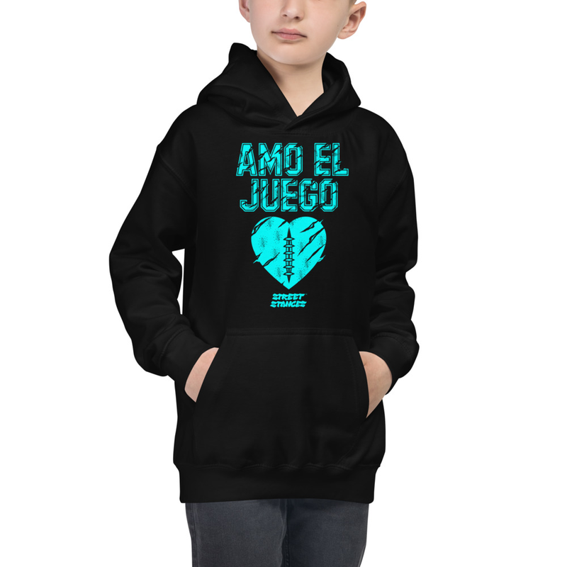 AMO EL JUEGO KIDS' FOOTBALL DRIP GRAPHIC PRINT HOODIE SWEATSHIRT