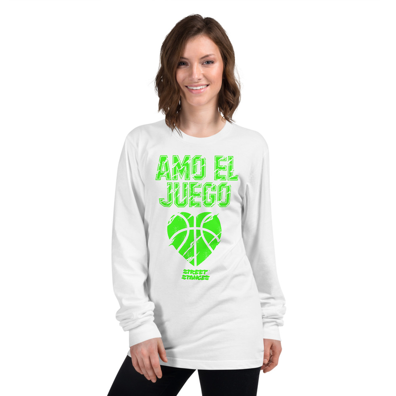 AMO EL JUEGO WOMEN'S BASKETBALL DRIP GRAPHIC PRINT LONG SLEEVE T-SHIRT