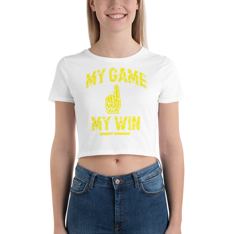 MY GAME, MY WIN WOMEN'S BASKETBALL DRIP GRAPHIC PRINT CROP T- SHIRT