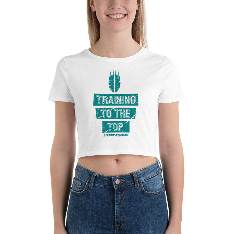 TRAINING TO THE TOP WOMEN'S FOOTBALL DRIP GRAPHIC PRINT CROP T- SHIRT