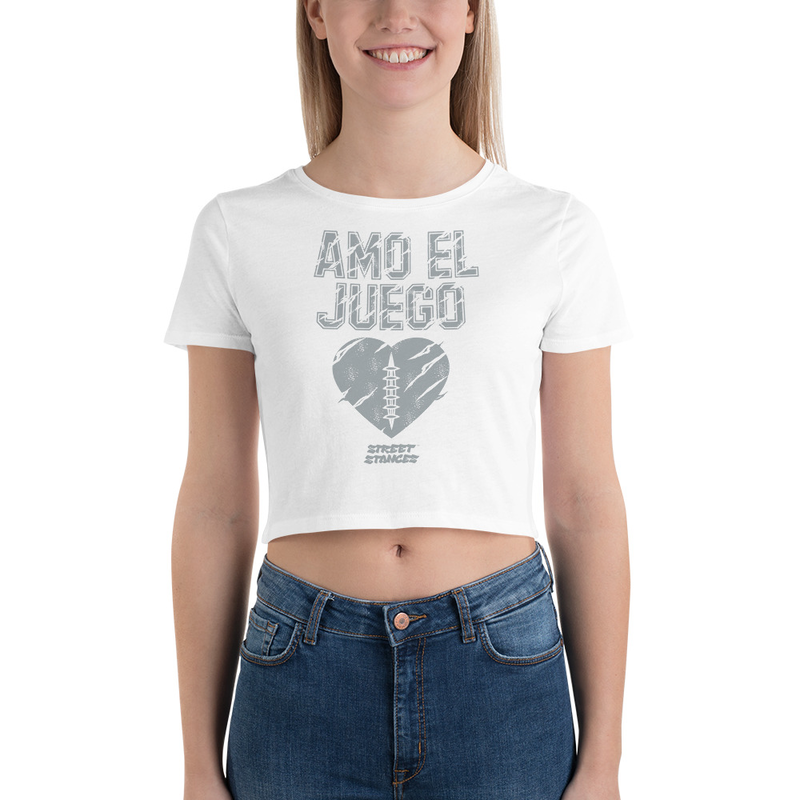 AMO EL JUEGO WOMEN'S FOOTBALL DRIP GRAPHIC PRINT CROP T-SHIRT