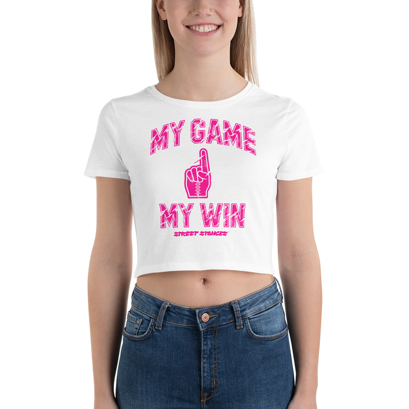 MY GAME, MY WIN WOMEN'S FOOTBALL DRIP GRAPHIC PRINT CROP T- SHIRT