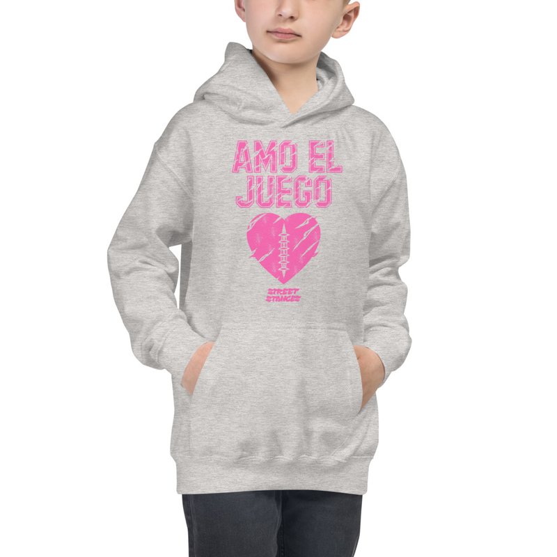 AMO EL JUEGO KIDS' FOOTBALL DRIP GRAPHIC PRINT HOODIE SWEATSHIRT