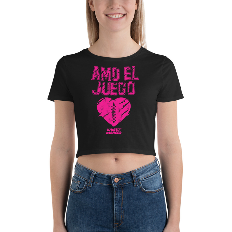 AMO EL JUEGO WOMEN'S FOOTBALL DRIP GRAPHIC PRINT CROP T-SHIRT