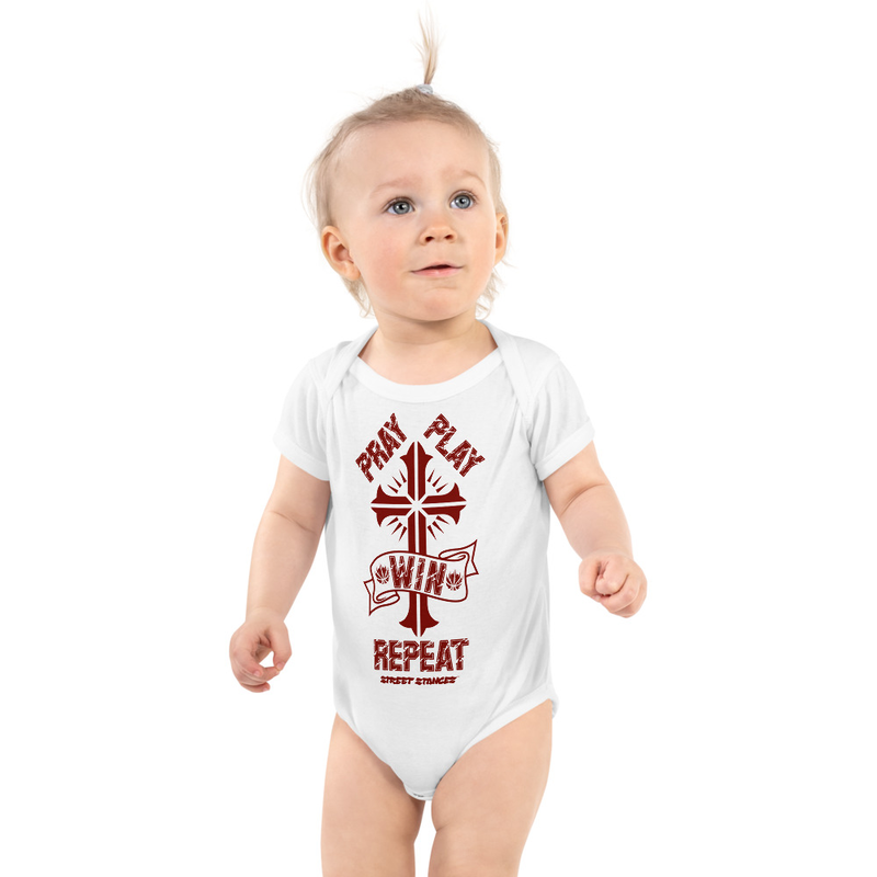 PRAY PLAY WIN REPEAT YOUTH BASKETBALL DRIP GRAPHIC PRINT SHORT SLEEVE BODY SUIT