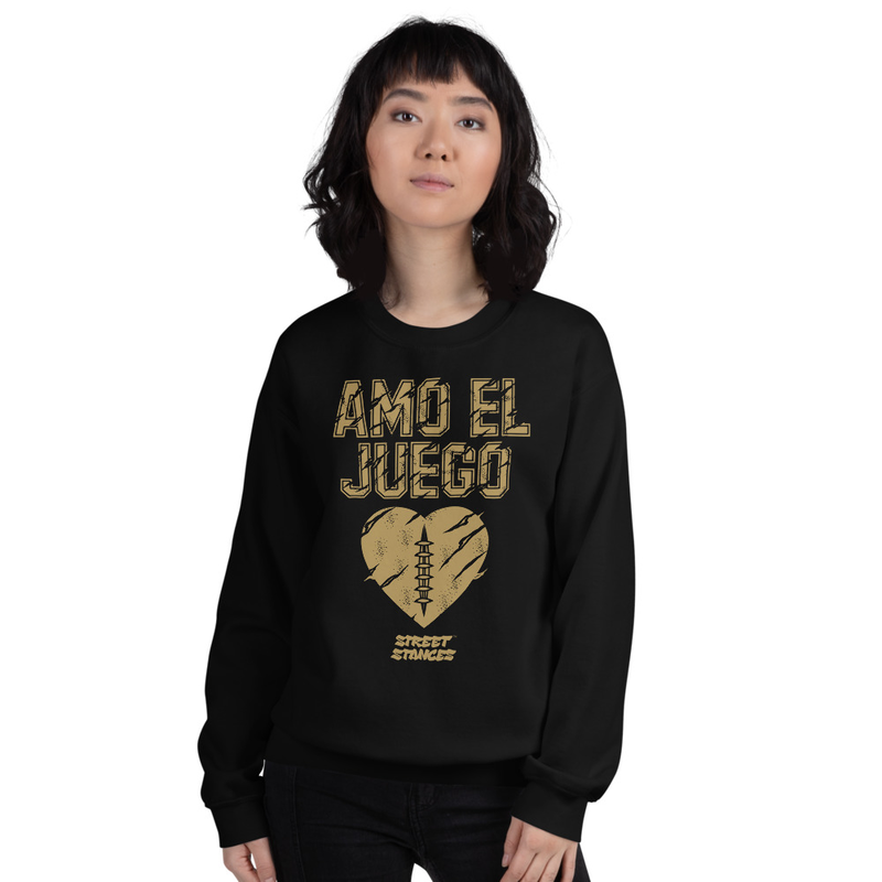 AMO EL JUEGO WOMEN'S FOOTBALL DRIP GRAPHIC PRINT CREWNECK SWEATSHIRT