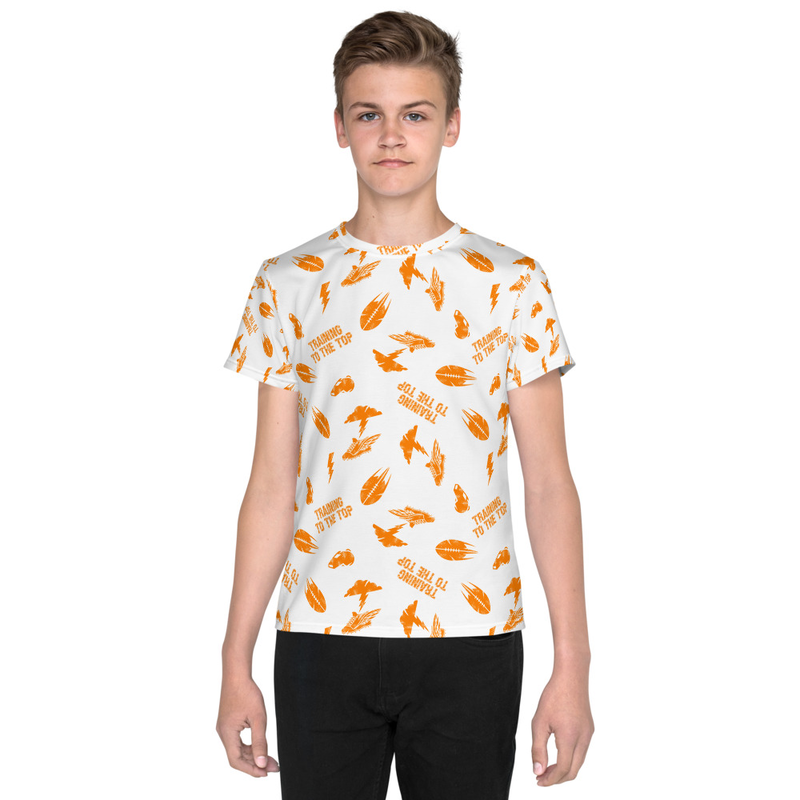 TRAINING TO THE TOP YOUTH FOOTBALL DRIP GRAPHIC PATTERN T-SHIRT