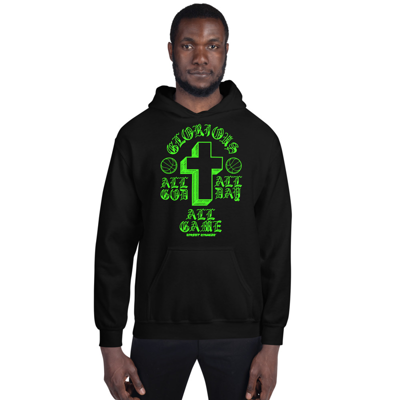 ALL GOD ALL DAY ALL GAME MEN'S BASKETBALL DRIP GRAPHIC PRINT HOODIE SWEATSHIRT