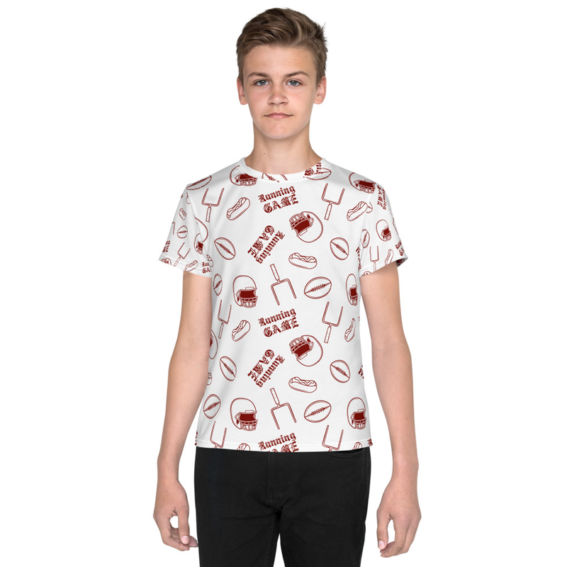 RUNNING GAME YOUTH FOOTBALL DRIP GRAPHIC PATTERN T-SHIRT