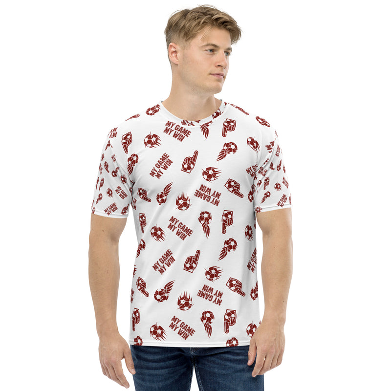 MY GAME, MY WIN MEN'S SOCCER DRIP GRAPHIC PATTERN T-SHIRT