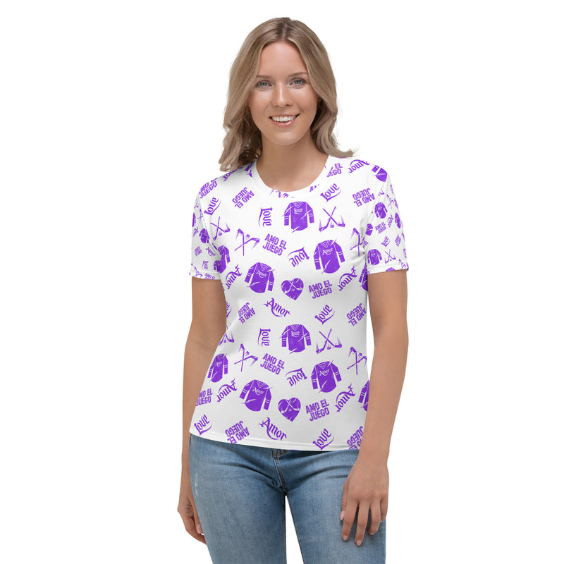 AMO EL JUEGO WOMEN'S HOCKEY DRIP GRAPHIC PATTERN T-SHIRT