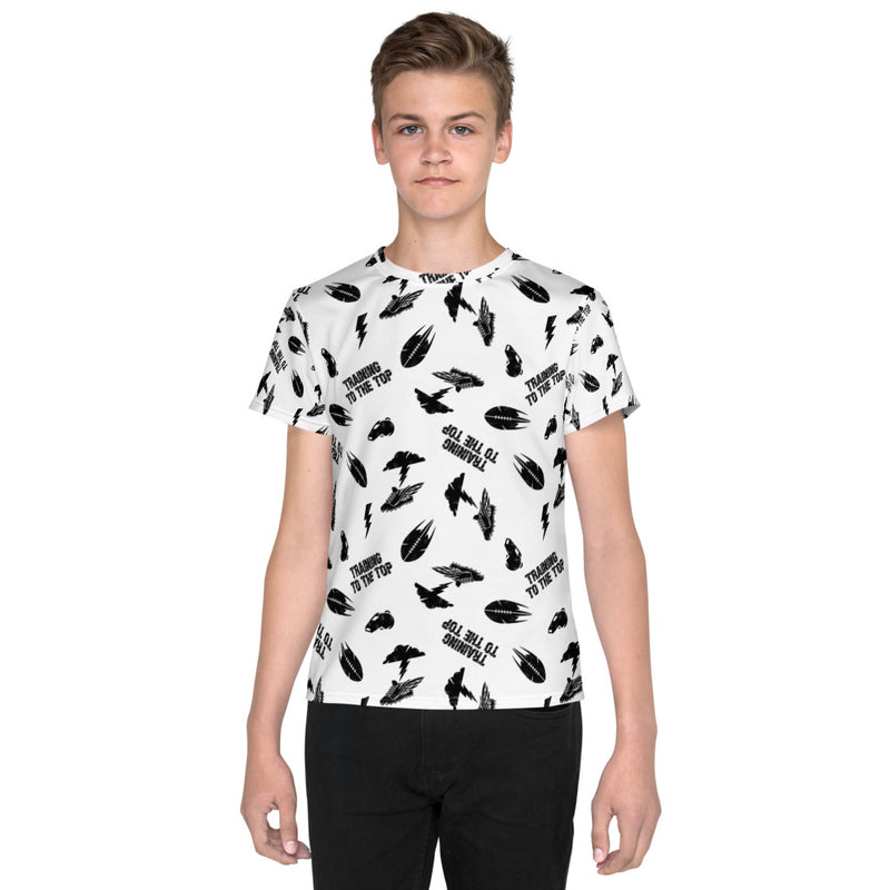 TRAINING TO THE TOP YOUTH FOOTBALL DRIP GRAPHIC PATTERN T-SHIRT