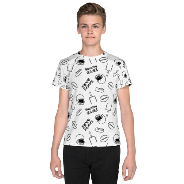RUNNING GAME YOUTH FOOTBALL DRIP GRAPHIC PATTERN T-SHIRT