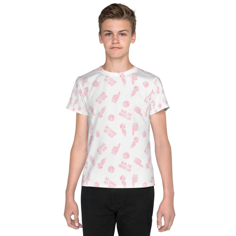 MY GAME, MY WIN YOUTH BASKETBALL DRIP GRAPHIC PATTERN T-SHIRT