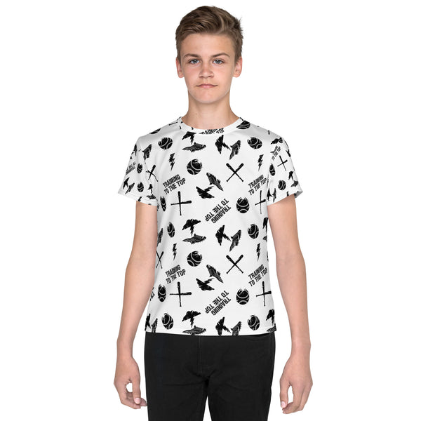 TRAINING TO THE TOP YOUTH BASEBALL DRIP GRAPHIC PATTERN T-SHIRT