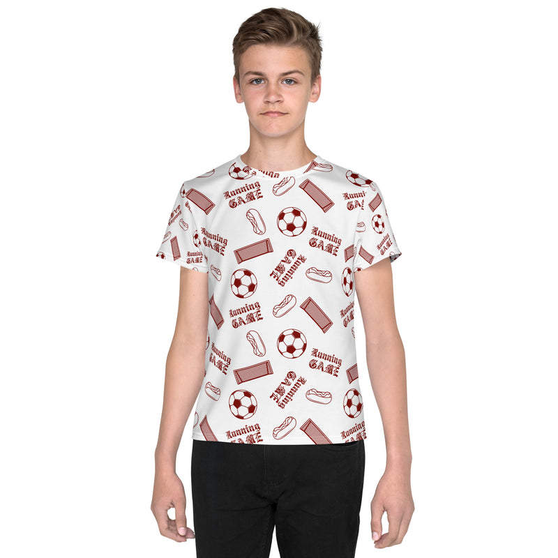 RUNNING GAME YOUTH SOCCER DRIP GRAPHIC PATTERN T-SHIRT