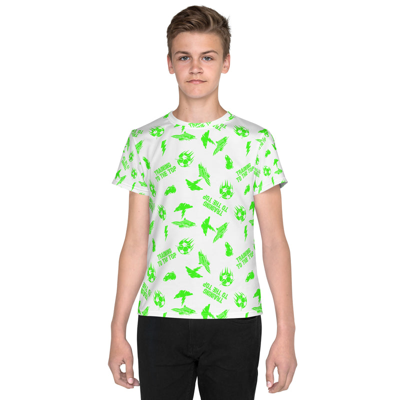TRAINING TO THE TOP YOUTH SOCCER DRIP GRAPHIC PATTERN T-SHIRT