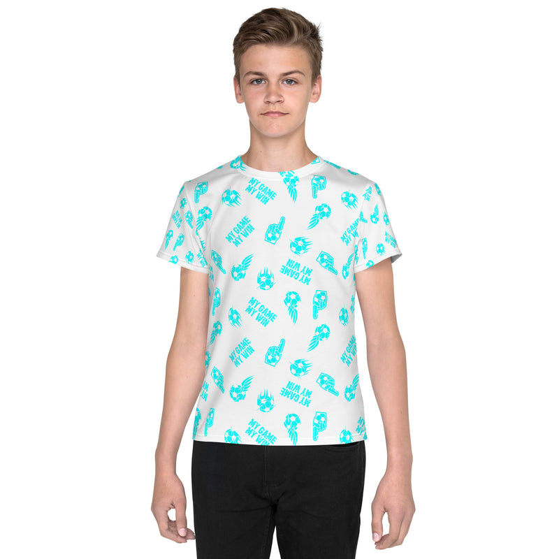 MY GAME, MY WIN YOUTH SOCCER DRIP GRAPHIC PATTERN T-SHIRT