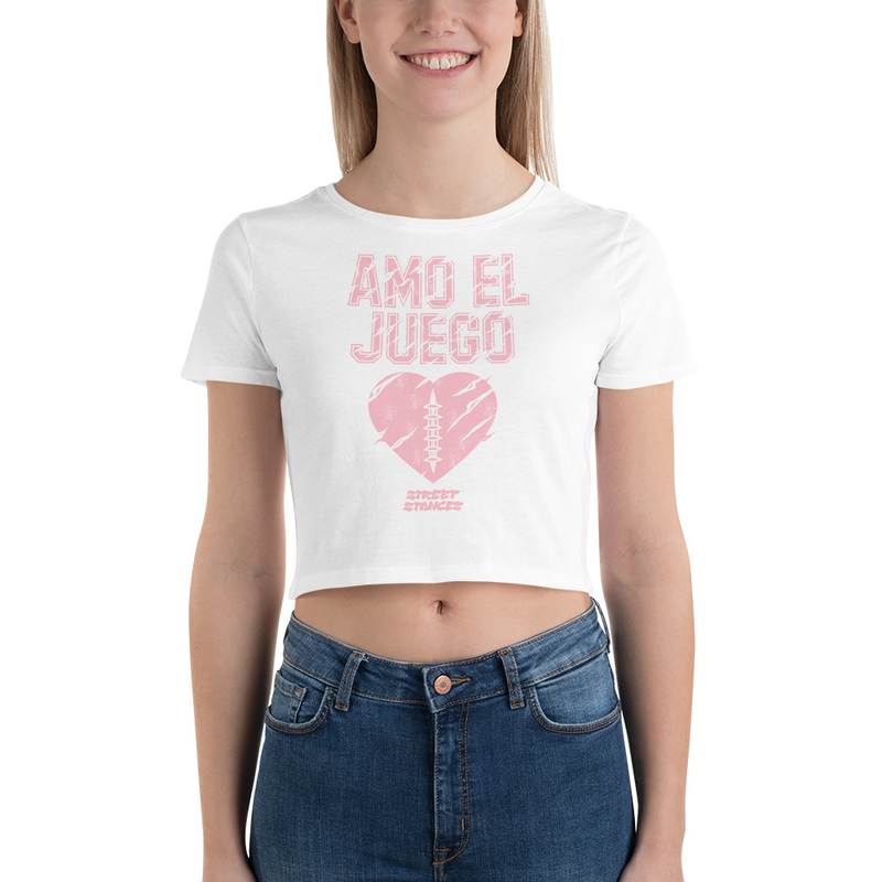 AMO EL JUEGO WOMEN'S FOOTBALL DRIP GRAPHIC PRINT CROP T-SHIRT