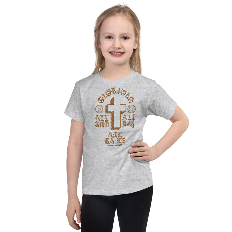 ALL GOD ALL DAY ALL GAME GIRLS BASKETBALL DRIP GRAPHIC PRINT T-SHIRT