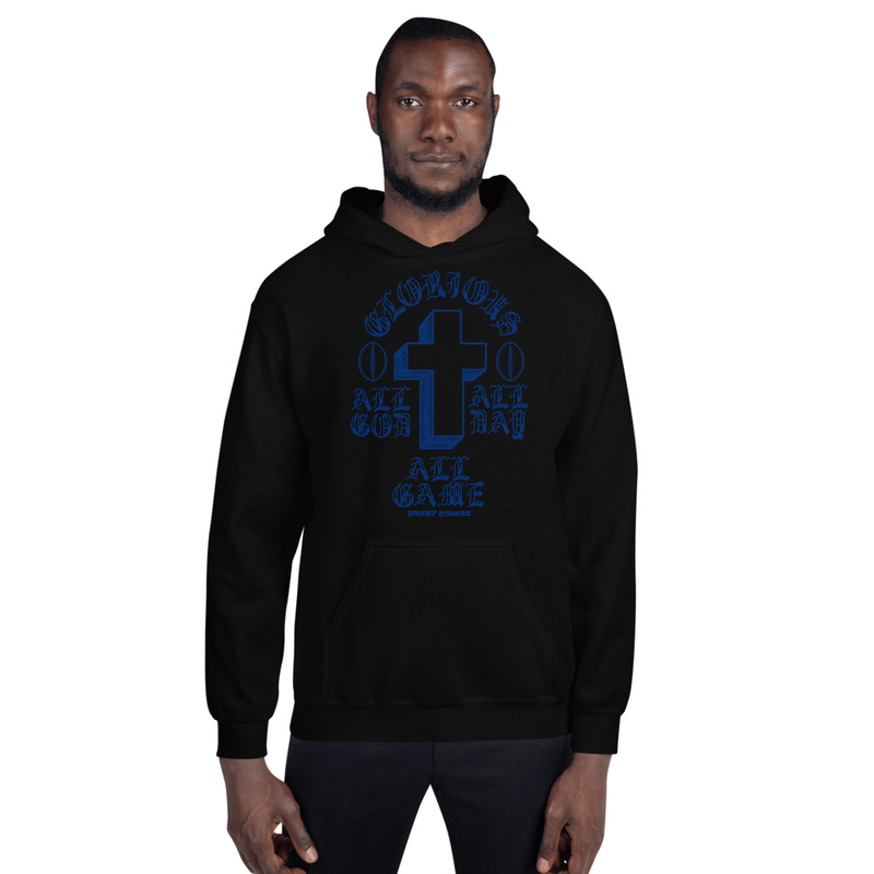 ALL GOD ALL DAY ALL GAME MEN'S FOOTBALL DRIP GRAPHIC PRINT HOODIE SWEATSHIRT