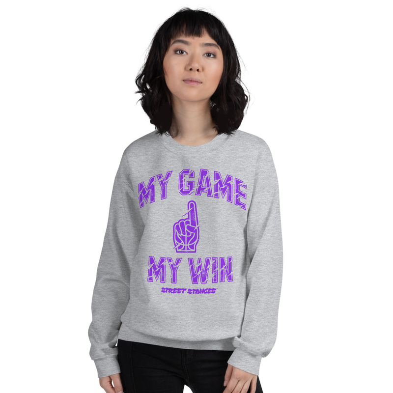 MY GAME, MY WIN WOMEN'S BASKETBALL DRIP GRAPHIC PRINT CREWNECK SWEATSHIRT