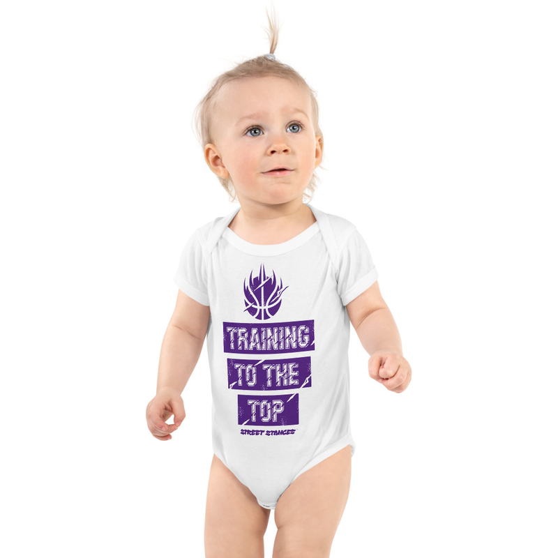 TRAINING TO THE TOP BABY BASKETBALL DRIP GRAPHIC PRINT SHORT SLEEVE BODY SUIT