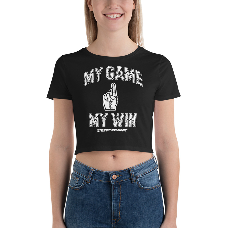 MY GAME, MY WIN WOMEN'S FOOTBALL DRIP GRAPHIC PRINT CROP T- SHIRT