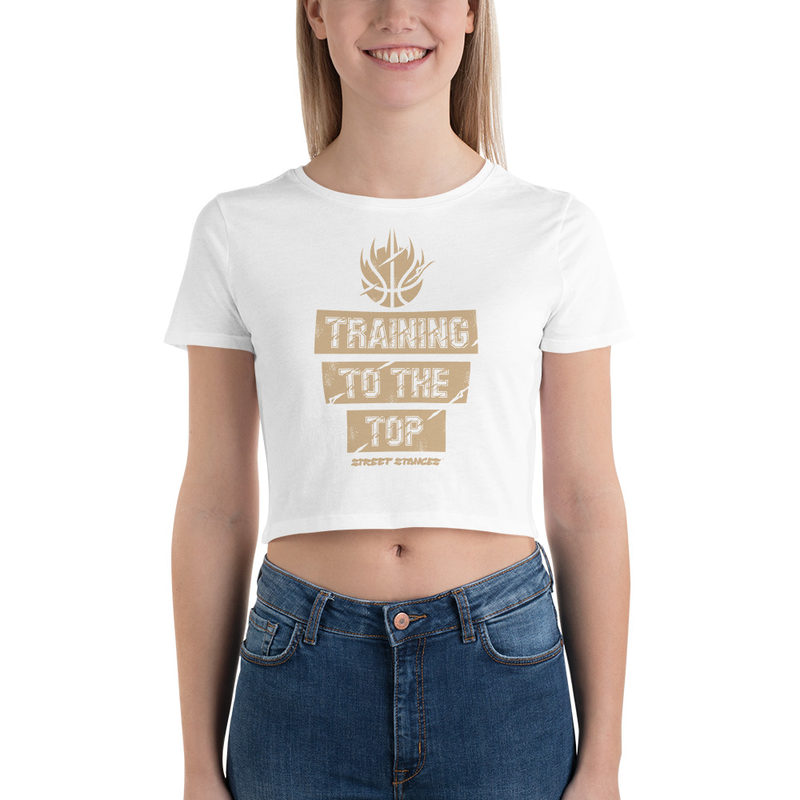 TRAINING TO THE TOP WOMEN'S BASKETBALL DRIP GRAPHIC PRINT CROP T-SHIRT