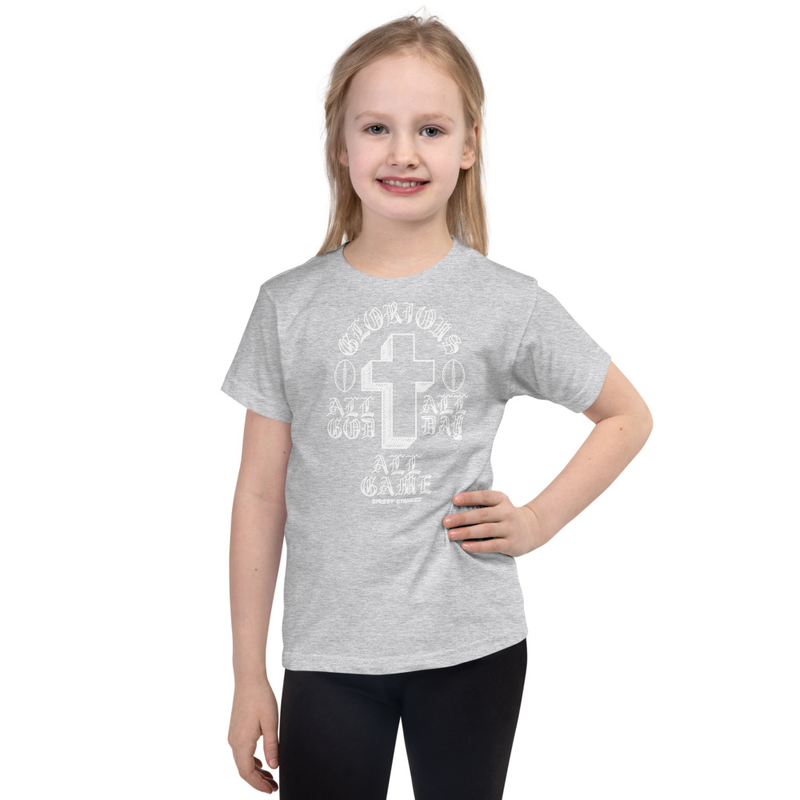 ALL GOD ALL DAY ALL GAME GIRLS FOOTBALL DRIP GRAPHIC PRINT T-SHIRT