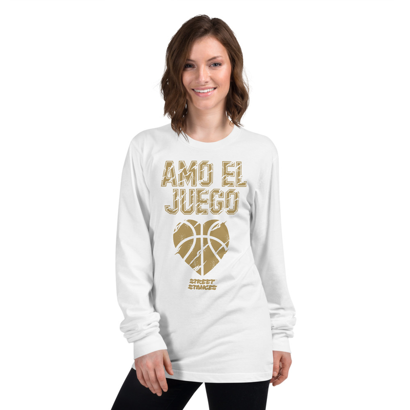 AMO EL JUEGO WOMEN'S BASKETBALL DRIP GRAPHIC PRINT LONG SLEEVE T-SHIRT