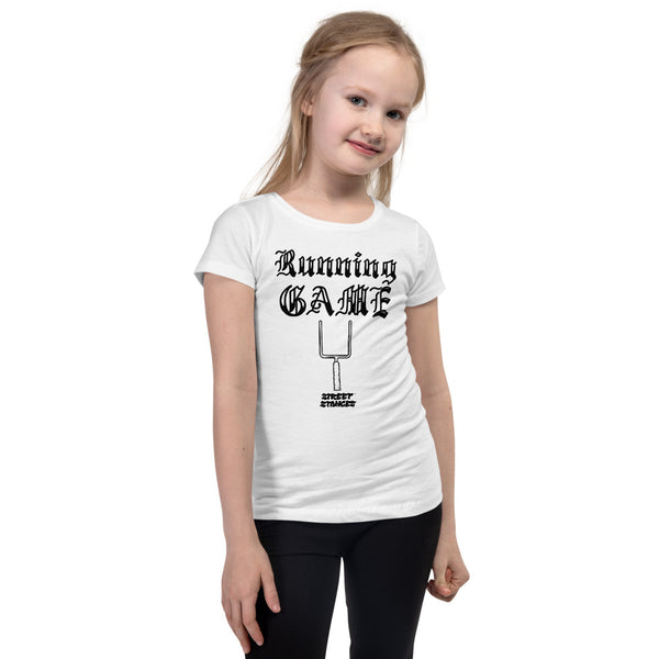 RUNNING GAME GIRL FOOTBALL DRIP GRAPHIC PRINT T-SHIRT