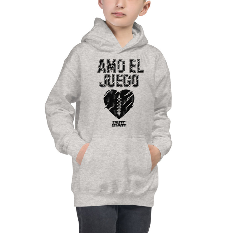 AMO EL JUEGO KIDS' FOOTBALL DRIP GRAPHIC PRINT HOODIE SWEATSHIRT