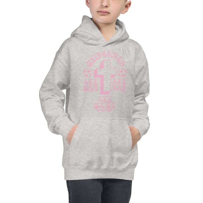ALL GOD ALL DAY ALL GAME KID'S SOCCER DRIP GRAPHIC PRINT HOODIE SWEATSHIRT