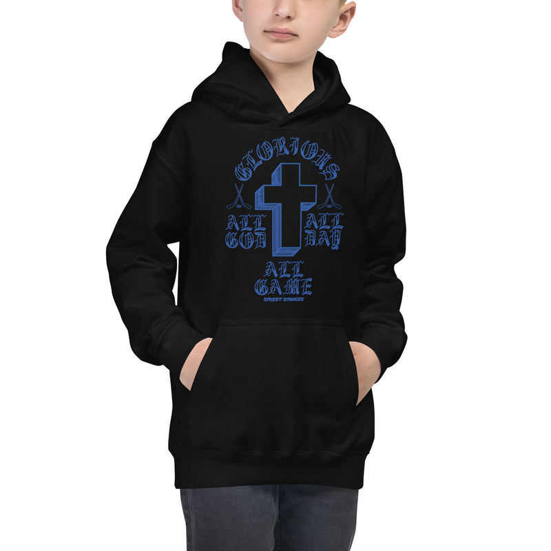 ALL GOD ALL DAY ALL GAME KIDS' HOCKEYDRIP GRAPHIC PRINT HOODIE SWEATSHIRT