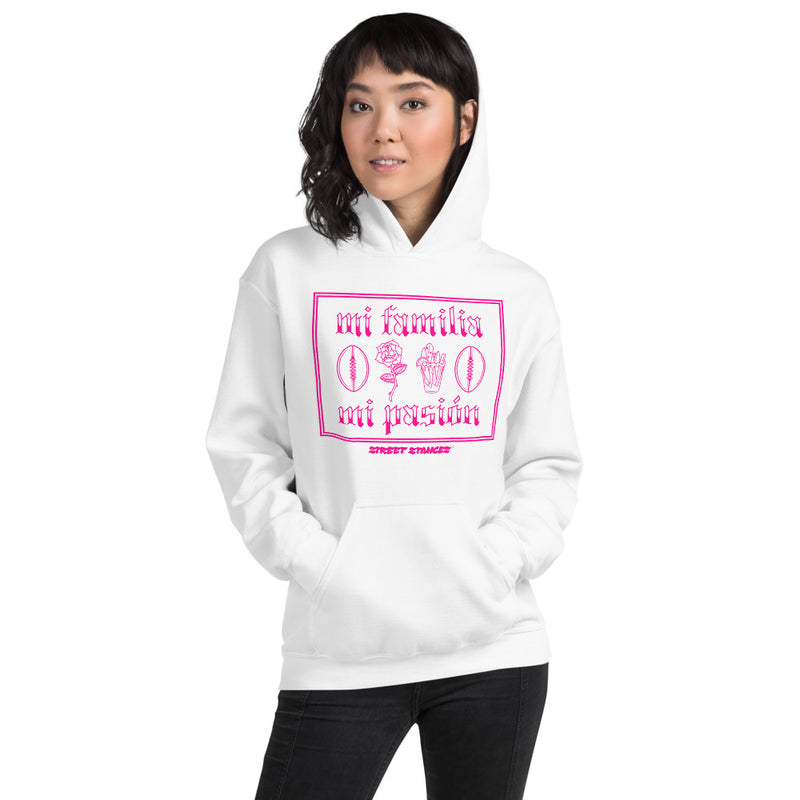 MI FAMILIA MI PASION WOMEN'S FOOTBALL DRIP GRAPHIC PRINT HOODIE SWEATSHIRT