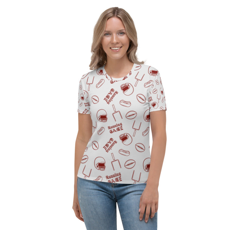 RUNNING GAME WOMEN'S FOOTBALL DRIP GRAPHIC PATTERN T-SHIRT