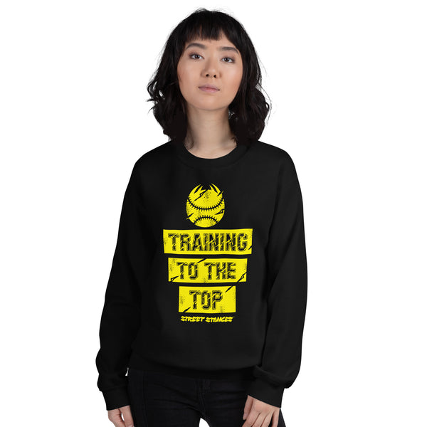 TRAINING TO THE TOP WOMEN'S BASEBALL DRIP GRAPHIC PRINT CREWNECK SWEATSHIRT