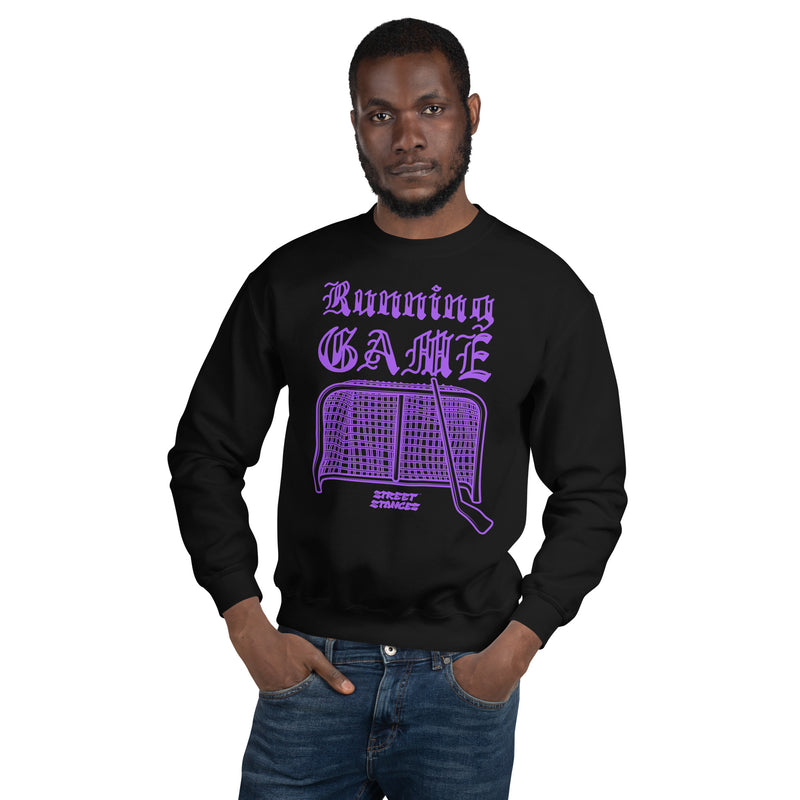 RUNNING GAME MEN'S HOCKEY DRIP GRAPHIC PRINT CREWNECK SWEATSHIRT