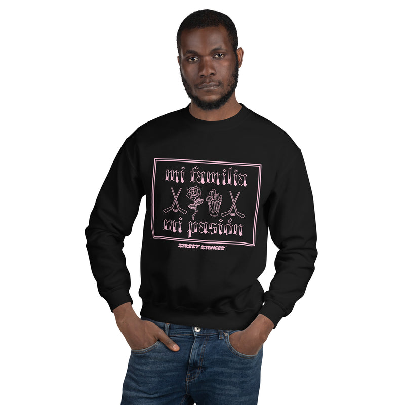 MI FAMILIA MI PASION MEN'S HOCKEY DRIP GRAPHIC PRINT CREWNECK SWEATSHIRT