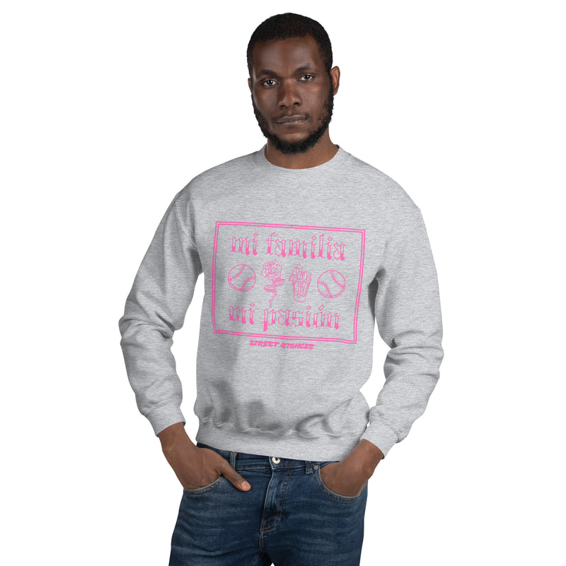 MI FAMILIA MI PASION MEN'S BASEBALLDRIP GRAPHIC PRINT CREWNECK SWEATSHIRT