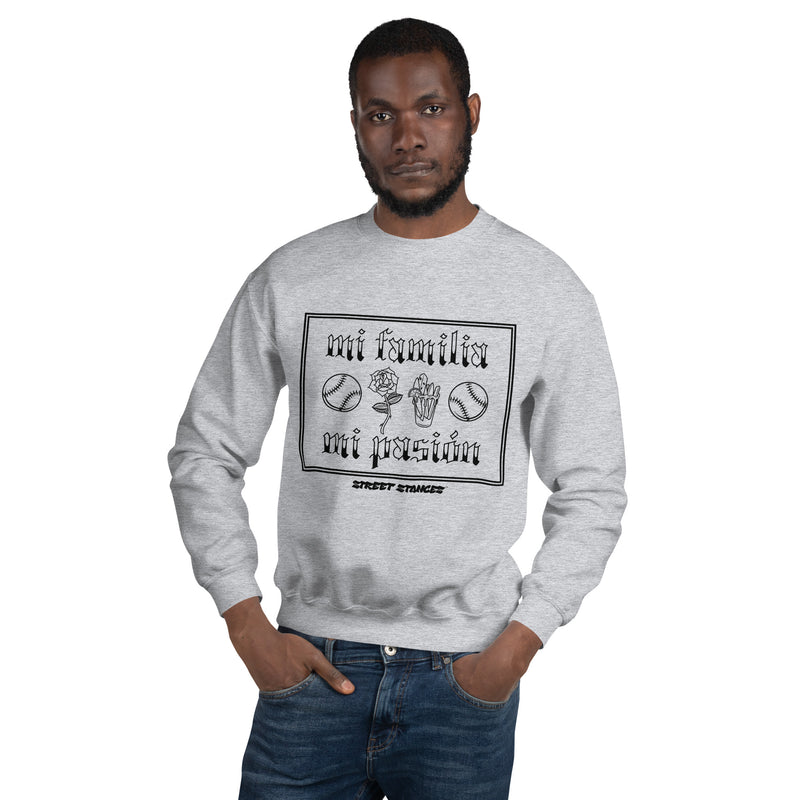 MI FAMILIA MI PASION MEN'S BASEBALLDRIP GRAPHIC PRINT CREWNECK SWEATSHIRT