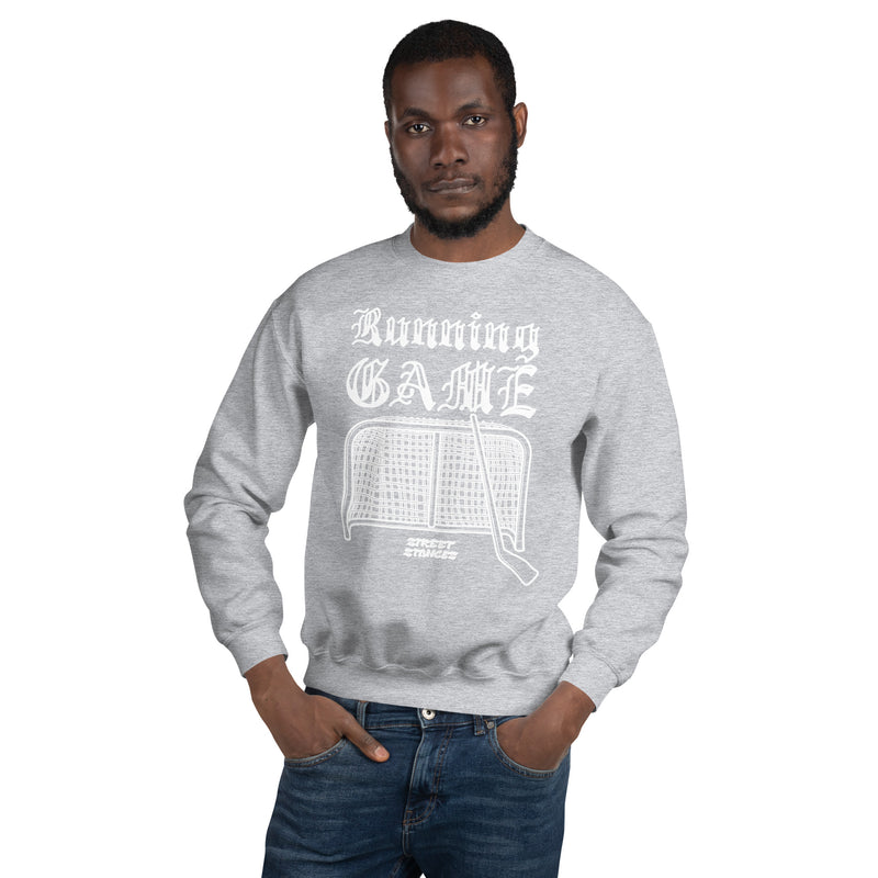 RUNNING GAME MEN'S HOCKEY DRIP GRAPHIC PRINT CREWNECK SWEATSHIRT