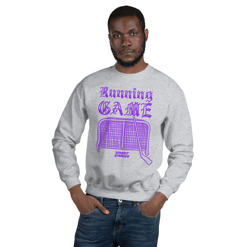 RUNNING GAME MEN'S HOCKEY DRIP GRAPHIC PRINT CREWNECK SWEATSHIRT